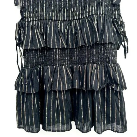 House of harlow 1960 - MD black and gold ruffle mini dress w/tie straps-holiday - Picture 13 of 15